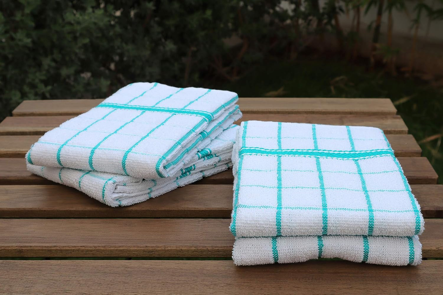 Terry Cotton Kitchen Towels 4-Pack - Large 18 X 28 Inch, Absorbent & Soft Dish Towel with Hanging Loop, Washable Ideal for Cleaning, Drying (Teal)