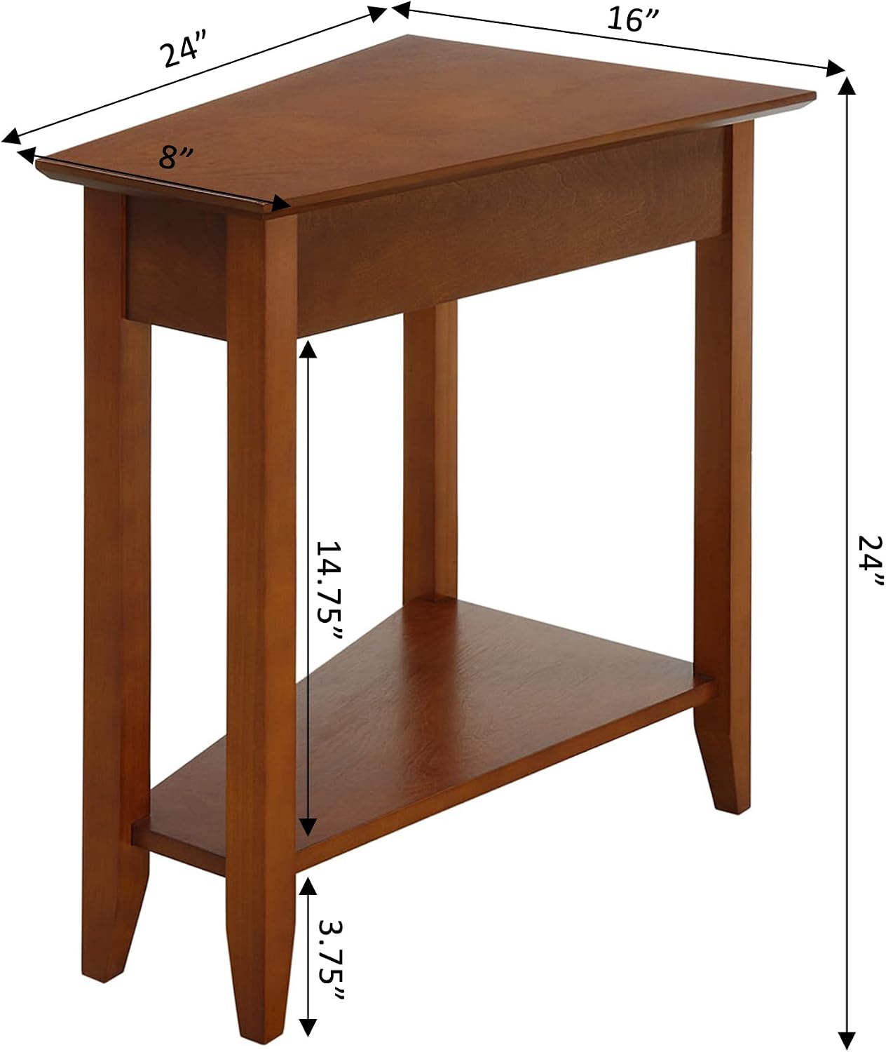 American Heritage Wedge End Table 24" - Classic Living Room Table with Storage Shelf, Side Table for Family Room, Bedside Table, Cherry
