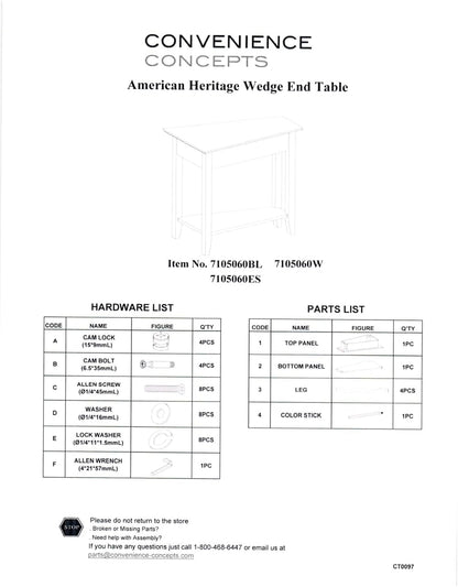 American Heritage Wedge End Table 24" - Classic Living Room Table with Storage Shelf, Side Table for Family Room, Bedside Table, Cherry