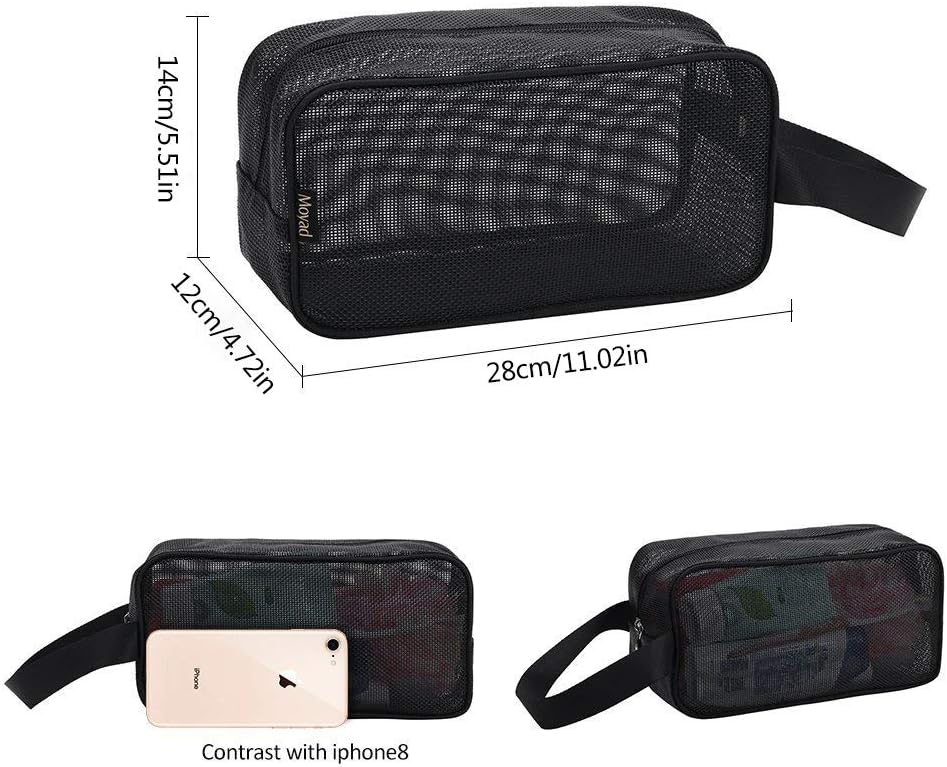 Mesh Shower Caddy Portable Toiletry Bag College Dorm Room Essentials for Girls Guys Gym Bag Camping Organizer Hanging Bathroom Mesh Bag, Black