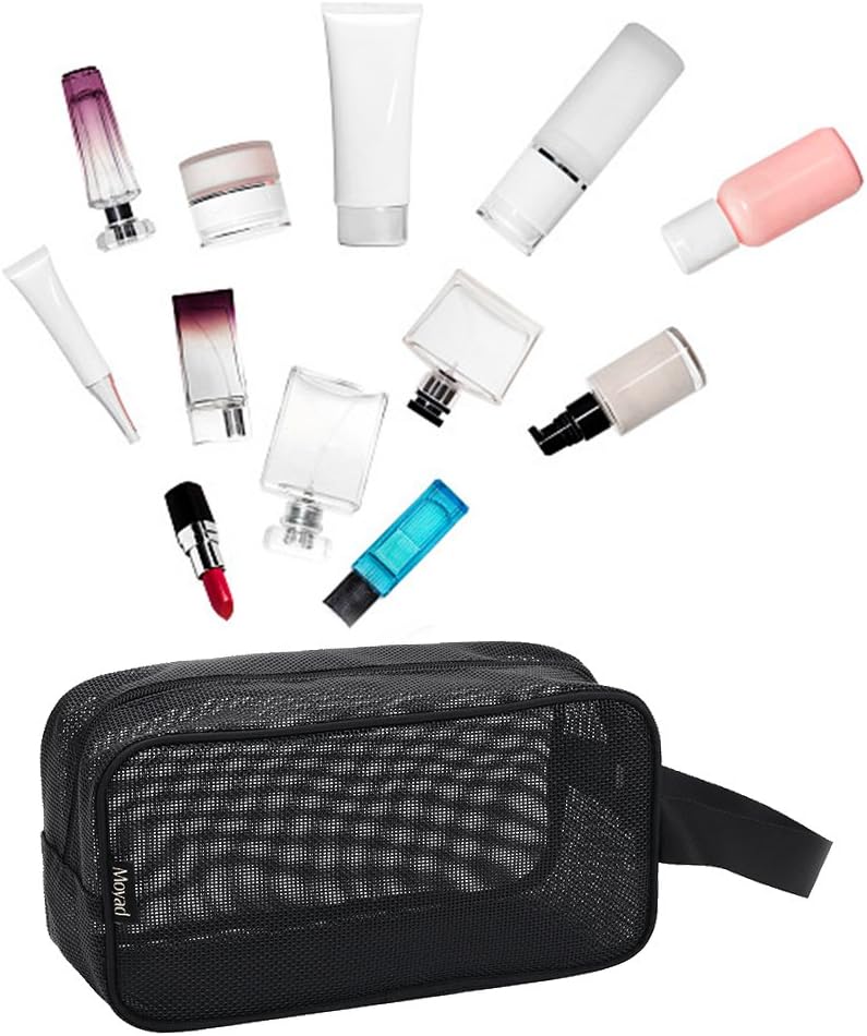 Mesh Shower Caddy Portable Toiletry Bag College Dorm Room Essentials for Girls Guys Gym Bag Camping Organizer Hanging Bathroom Mesh Bag, Black