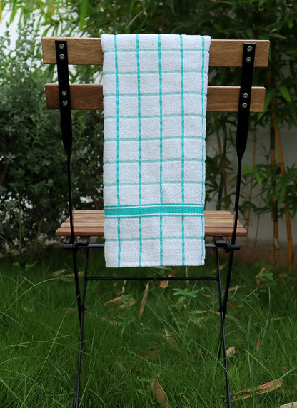 Terry Cotton Kitchen Towels 4-Pack - Large 18 X 28 Inch, Absorbent & Soft Dish Towel with Hanging Loop, Washable Ideal for Cleaning, Drying (Teal)