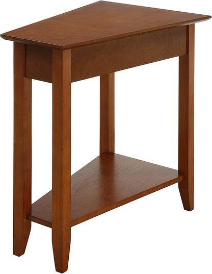 American Heritage Wedge End Table 24" - Classic Living Room Table with Storage Shelf, Side Table for Family Room, Bedside Table, Cherry