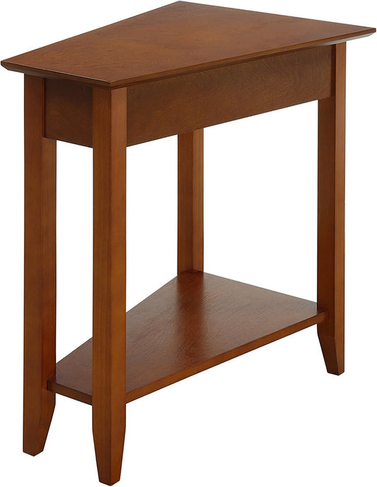 American Heritage Wedge End Table 24" - Classic Living Room Table with Storage Shelf, Side Table for Family Room, Bedside Table, Cherry