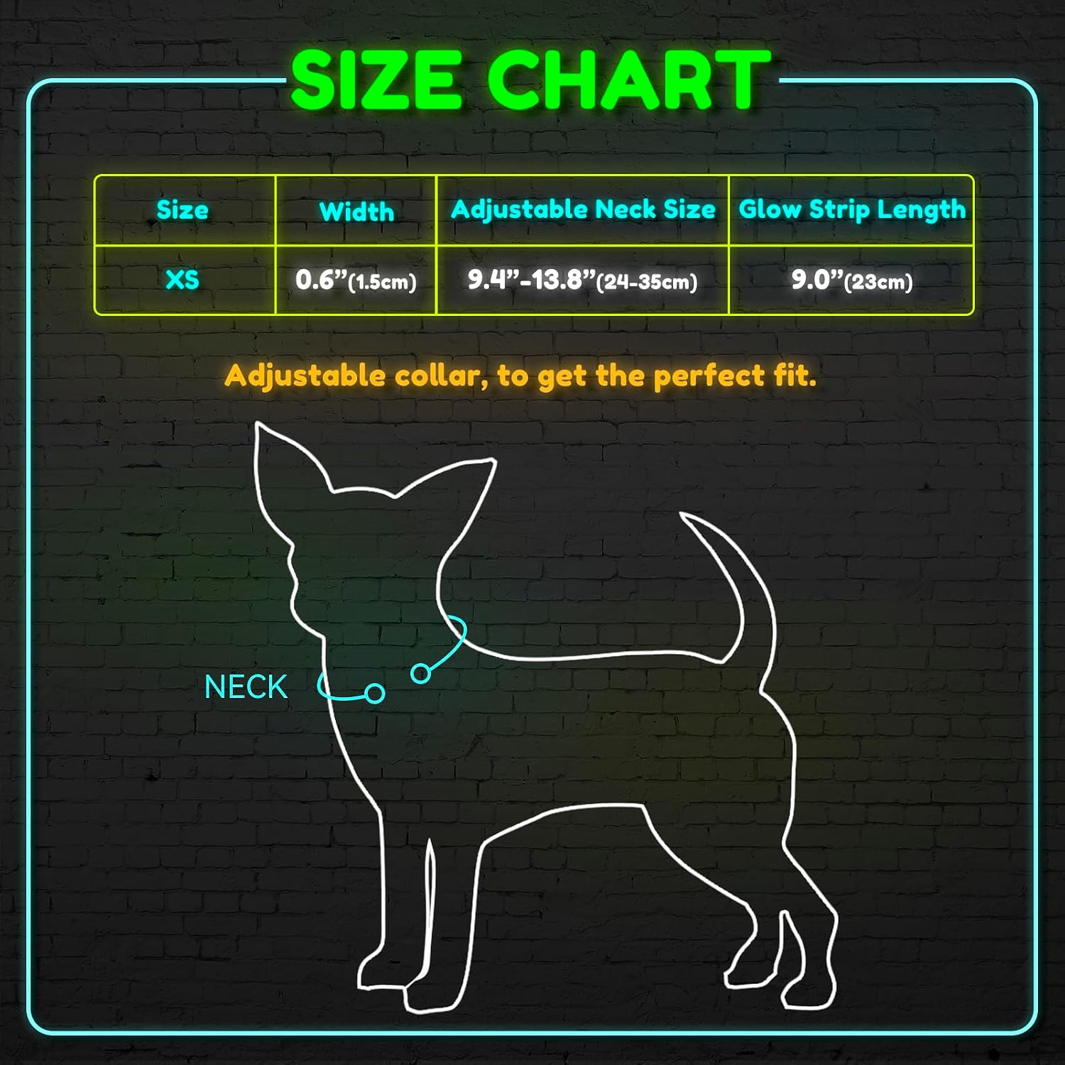 Adjustable LED Dog & Cat Collar - Rechargeable, Small Breeds, Green, 8.5-11.8 Inches, Nylon, Lightweight, Reflective, 2 Flash Modes | Glow in the Dark Rechargeable Reflective Adjustable Flashing Illuminous Safety Dog Lights for Night Walking