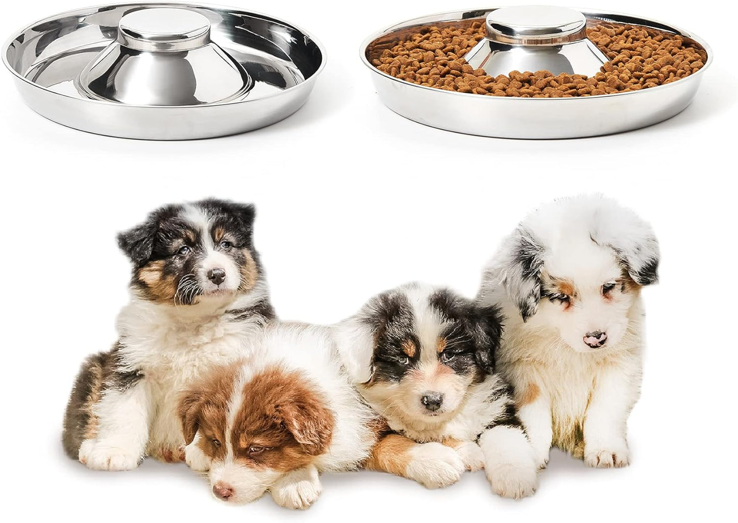 2 Pack Stainless Steel Puppy Bowls, Dog Feeding Bowl | Mush Feeder for Litters, Shallow Weaning for Food and Water, Multiple Dishes