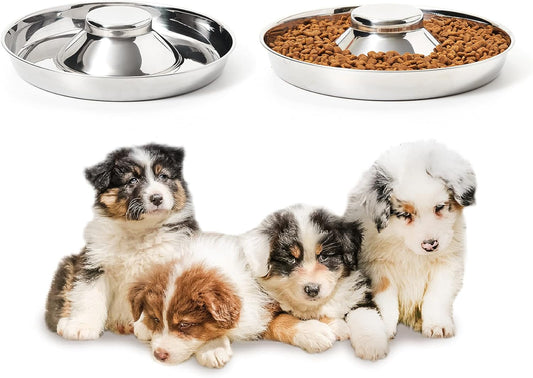 2 Pack Stainless Steel Puppy Bowls, Dog Feeding Bowl | Mush Feeder for Litters, Shallow Weaning for Food and Water, Multiple Dishes