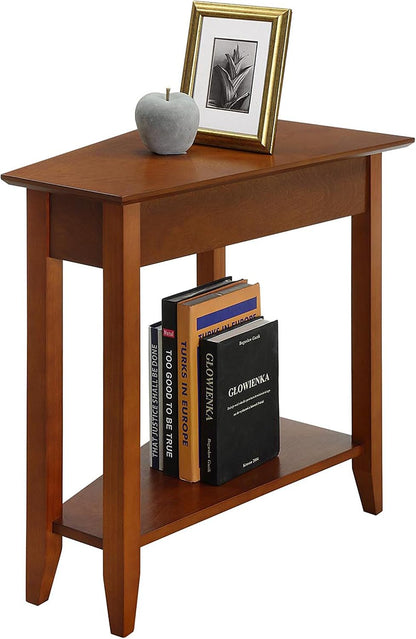 American Heritage Wedge End Table 24" - Classic Living Room Table with Storage Shelf, Side Table for Family Room, Bedside Table, Cherry