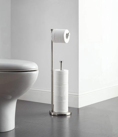 Free Standing Bathroom Toilet Paper Holder Stand with Reserve, Reserve Area Has Enough Space for Jumbo Roll