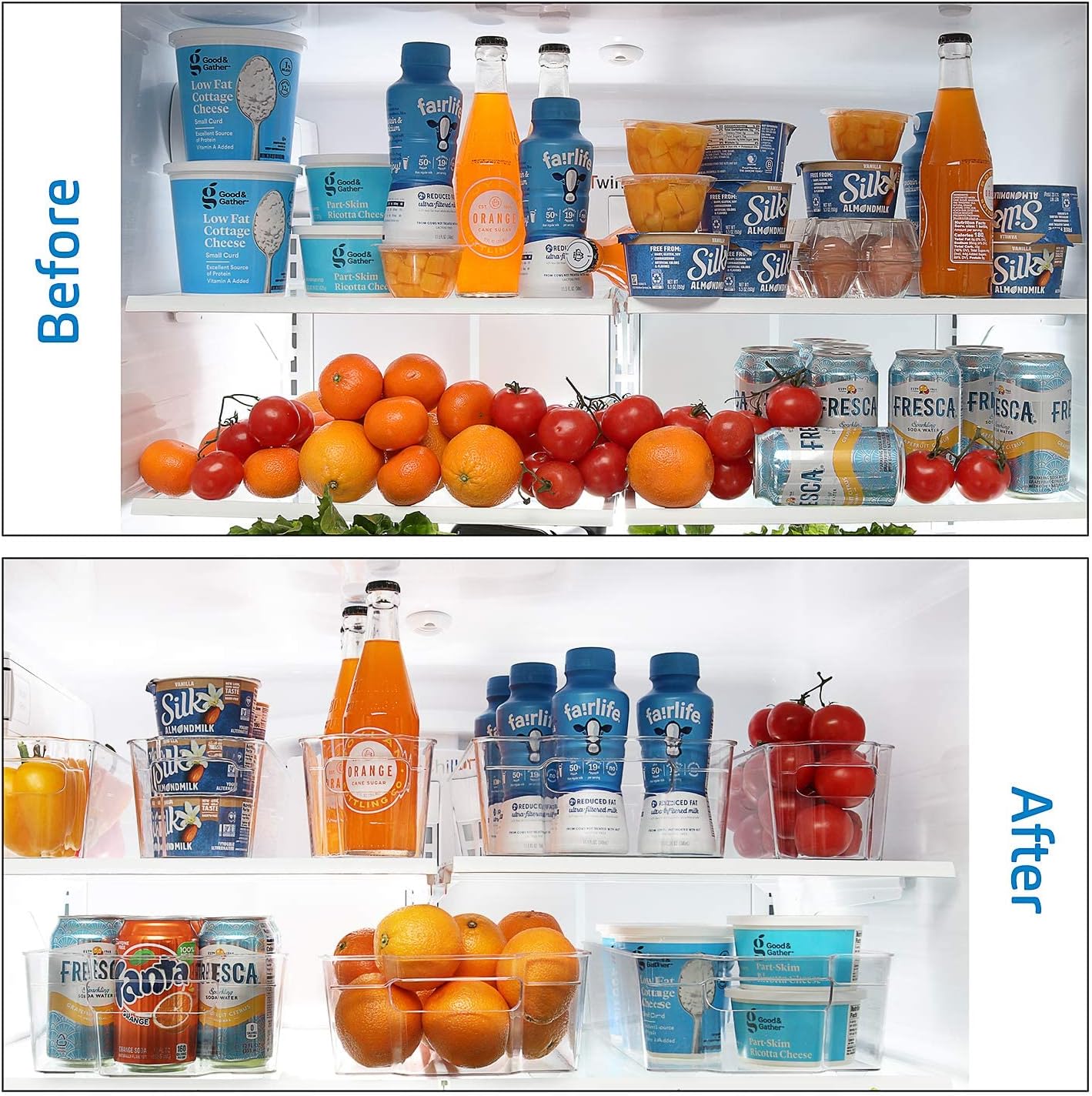 Fridge Organizer - 14 Piece Refrigerator Organizer Bins - Stackable Freezer Organizer - Clear Refrigerator Organizer - Acrylic Fridge Bins, (VDS-SB-BIN-14SET)