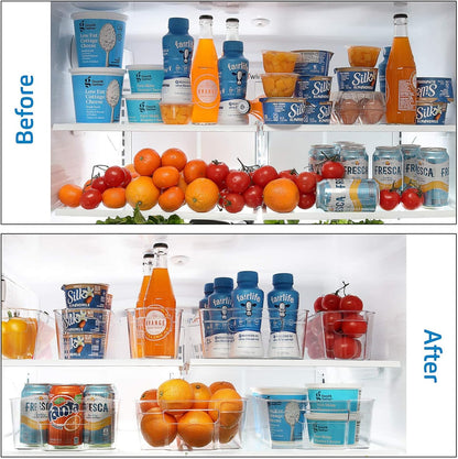 Fridge Organizer - 14 Piece Refrigerator Organizer Bins - Stackable Freezer Organizer - Clear Refrigerator Organizer - Acrylic Fridge Bins, (VDS-SB-BIN-14SET)