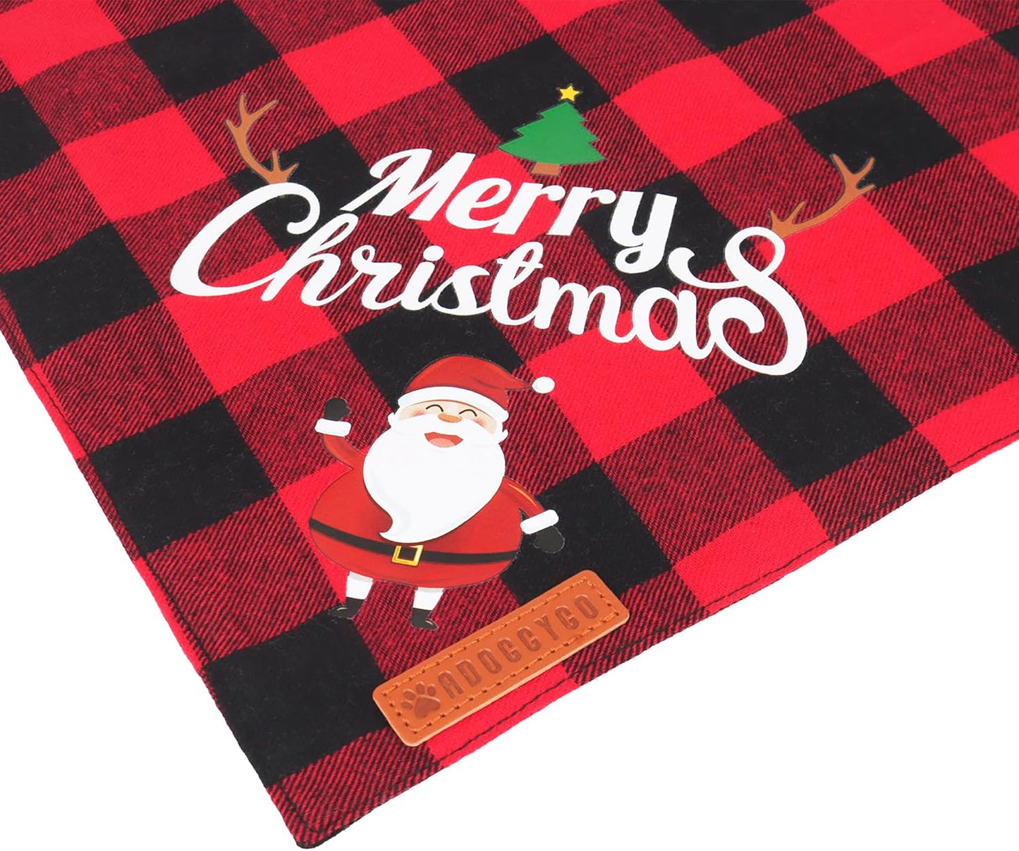 2 Pack Dog Bandana Christmas Classic Plaid Pet Scarf Triangle Bibs Kerchief Merry Christmas Santa Snowman Bandana for Medium Large Dogs Pets (Large)