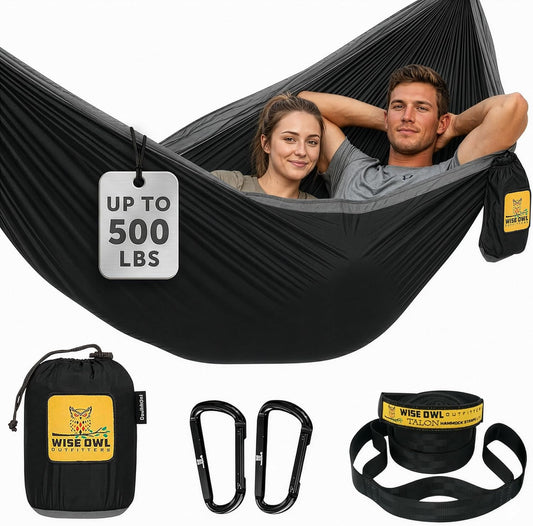 Camping Hammock – up to 500Lbs Portable Hammock with Tree Straps - Travel, Backpacking, Hiking, Outdoors Camping Gear - Single or Double