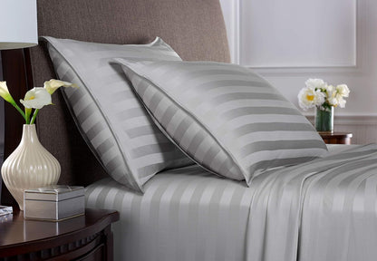 California King Sheets, Genuine 100% Organic Viscose Derived from Bamboo Bed Sheet Set, Soft & Cooling, Double Stitching, 2 Year Quality Promise (California King, Jacquard Silver)