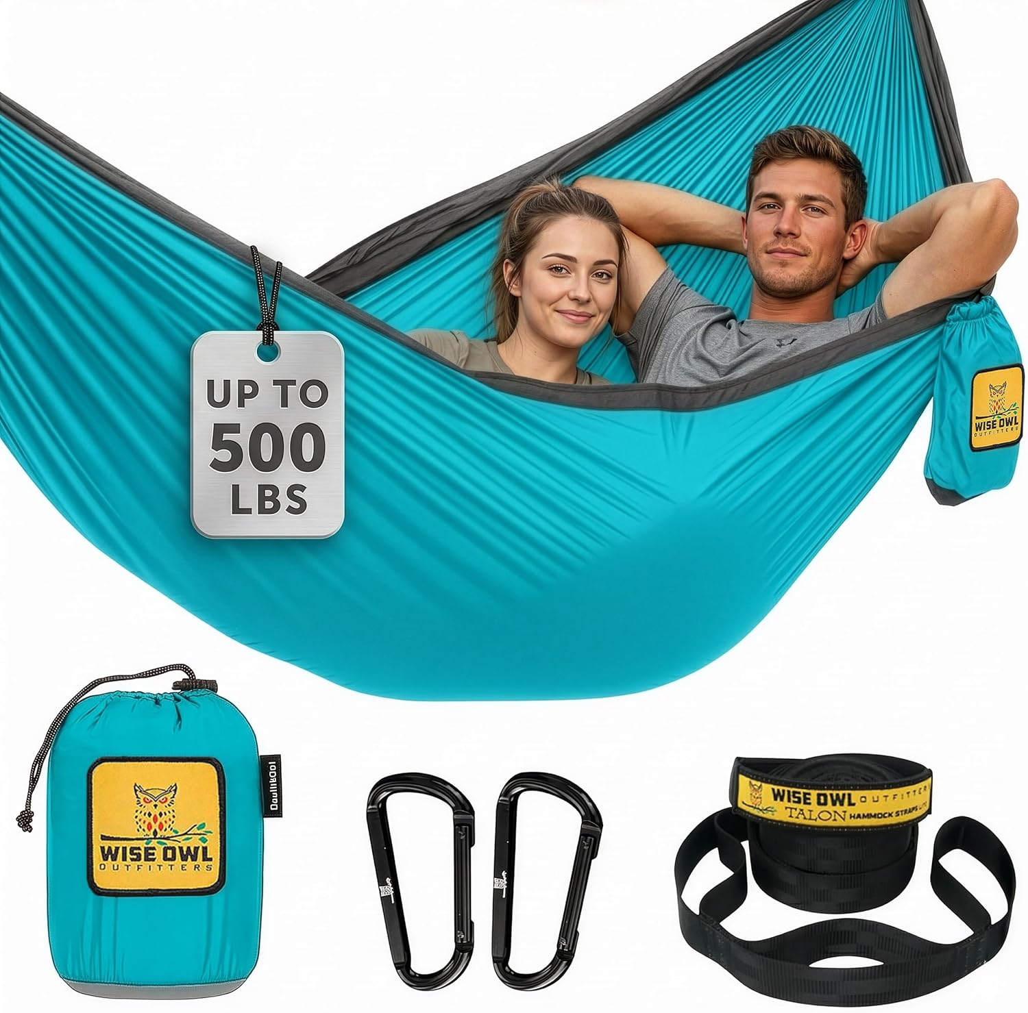 Camping Hammock – up to 500Lbs Portable Hammock with Tree Straps - Travel, Backpacking, Hiking, Outdoors Camping Gear - Single or Double