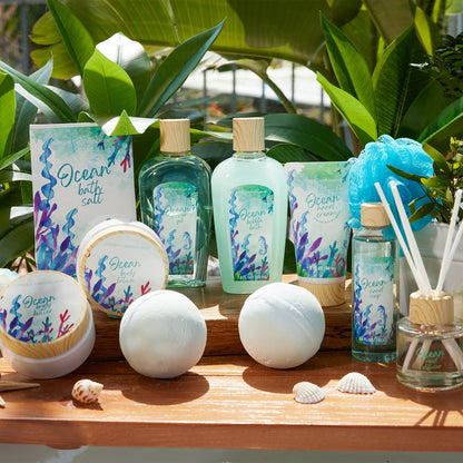 Bath Gift Baskets for Women - 12 Pcs Ocean Spa Gift Sets, Luxury Beauty Birthday Gifts for Her Home Spa Self Care Pampering