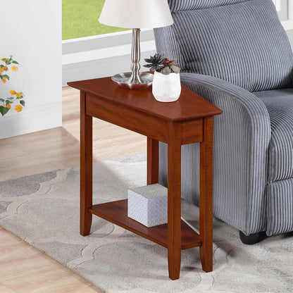 American Heritage Wedge End Table 24" - Classic Living Room Table with Storage Shelf, Side Table for Family Room, Bedside Table, Cherry