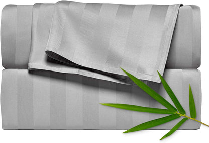 California King Sheets, Genuine 100% Organic Viscose Derived from Bamboo Bed Sheet Set, Soft & Cooling, Double Stitching, 2 Year Quality Promise (California King, Jacquard Silver)