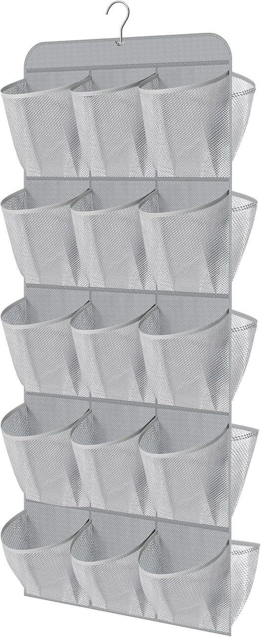 30 Large Pockets Dual Sided Hanging Shoe Organizer for Closet with Rotating Hanger Hanging Shoe Shelves, Grey